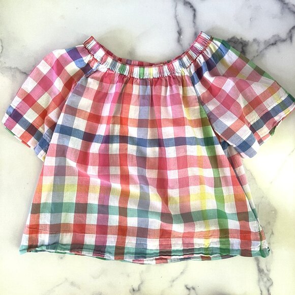 J. Crew Crewcuts Girls' Gingham Cotton Top, Rainbow, Size 8 - Picture 1 of 7